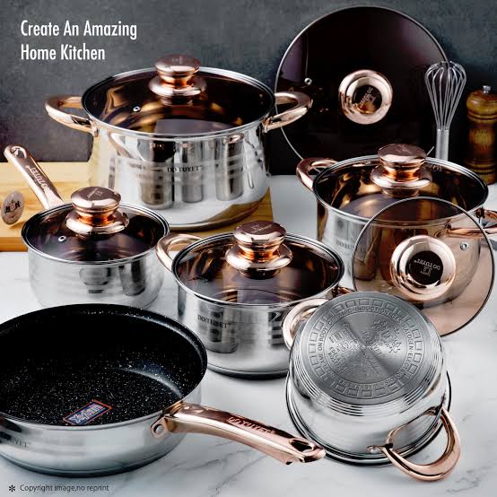 Lott imported 12 pieces cookware set . High Quality capsule Base . Stainless steal