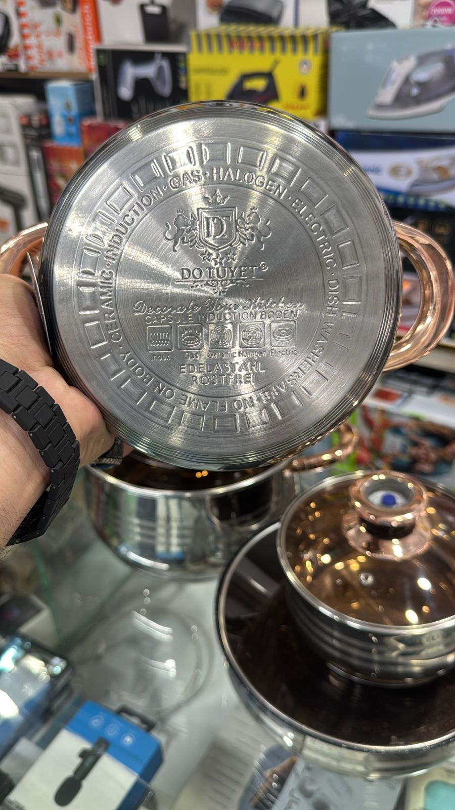 Lott imported 12 pieces cookware set . High Quality capsule Base . Stainless steal