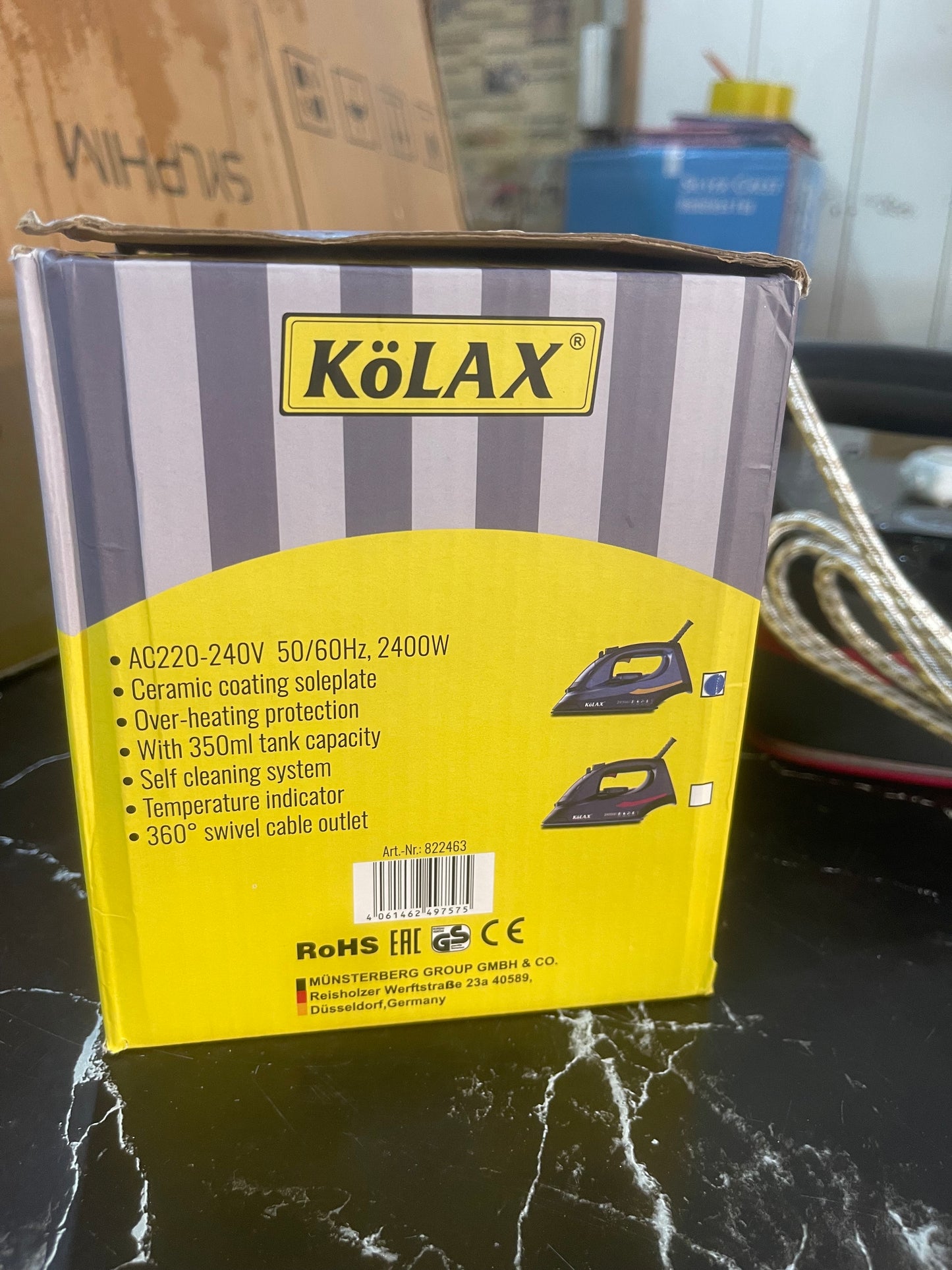 Orginal KOLAX STEAM iron . Germany Brand high quality 2400 Watt . With 2 year warranty