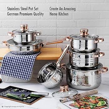Lott imported 12 pieces cookware set . High Quality capsule Base . Stainless steal